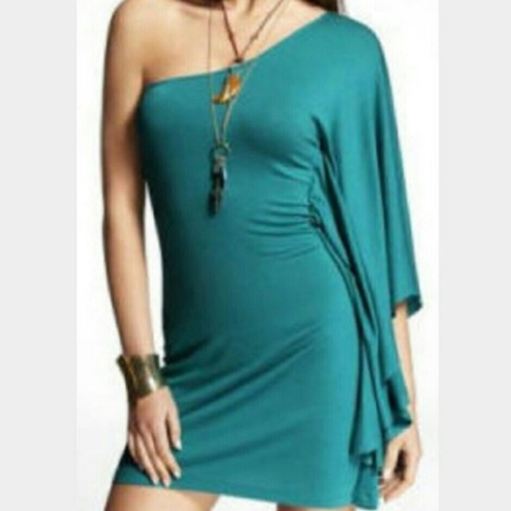 Express Teal one shoulder dress